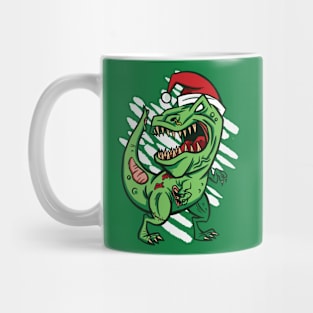 Zombie Santa T-Rex Dinosaur Cartoon Mug